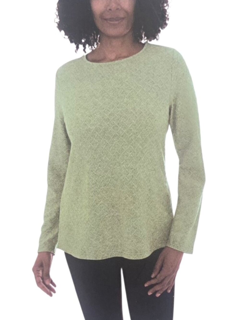Mario Serrani Women's Textured Long Sleeve Top, Green, Size M